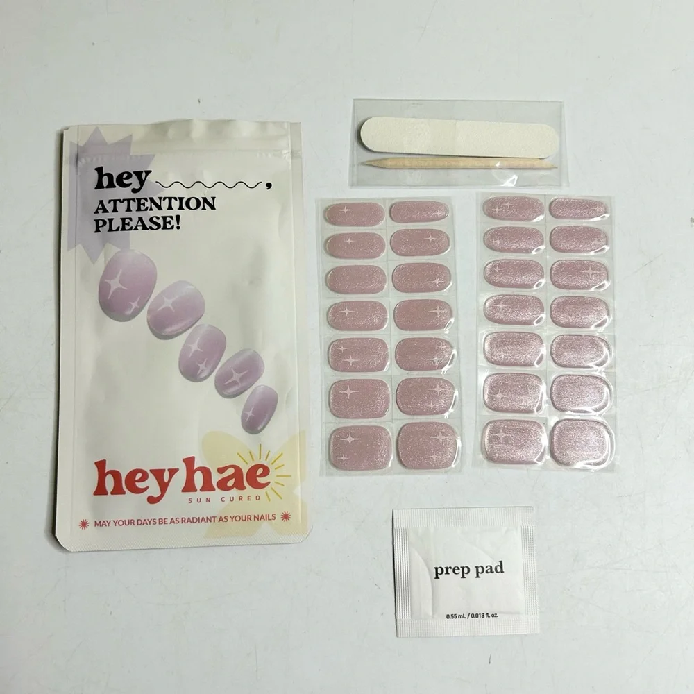 Hey, Attention Please! Semi Cured Gel Nail Strip Set